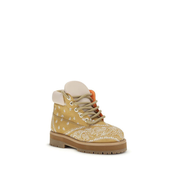 Beige Kalb Leder Bos Taurus Schnürstiefel