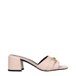 Rosa Leder-Plateau-Sandalen