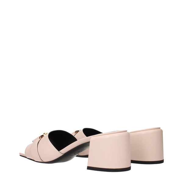 Rosa Leder-Plateau-Sandalen