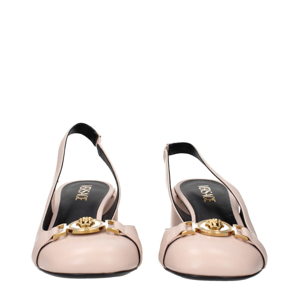 Rosa Lederpumps mit mittlerem Absatz