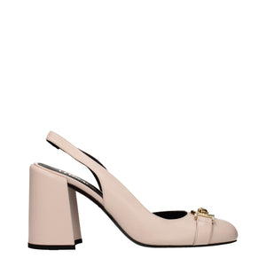 Rosa Lederpumps mit hohem Absatz