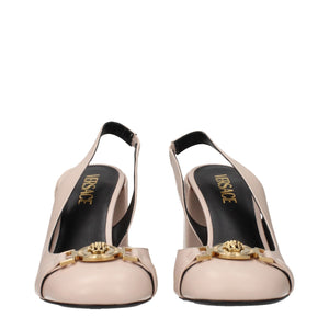 Rosa Lederpumps mit hohem Absatz