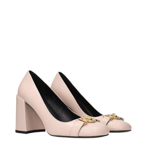 Rosa Lederpumps mit hohem Absatz