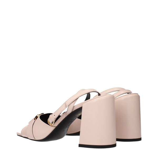Rosa Leder-Plateau-Sandalen