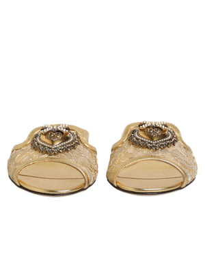 Goldene Devotion Spitzenschuhe Slip-On Sandalen