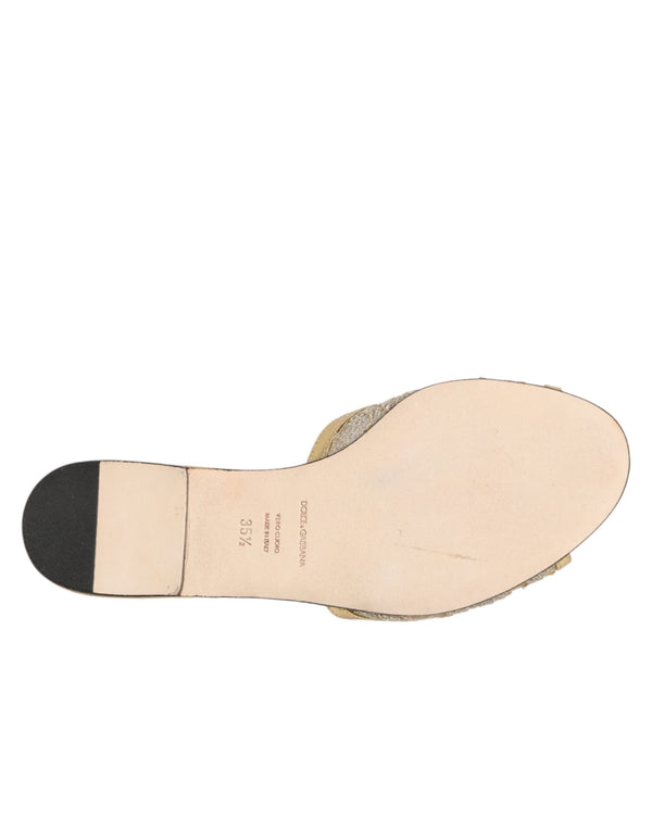 Goldene Devotion Spitzenschuhe Slip-On Sandalen