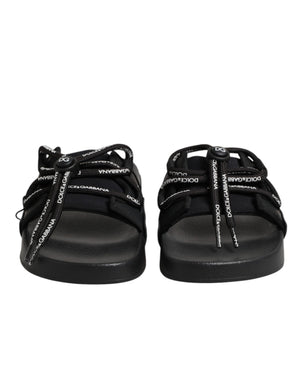 Slides mit Logo-Print, Strandschuhe in Schwarz