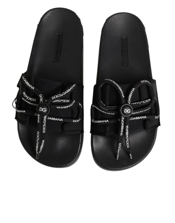 Slides mit Logo-Print, Strandschuhe in Schwarz