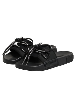Slides mit Logo-Print, Strandschuhe in Schwarz