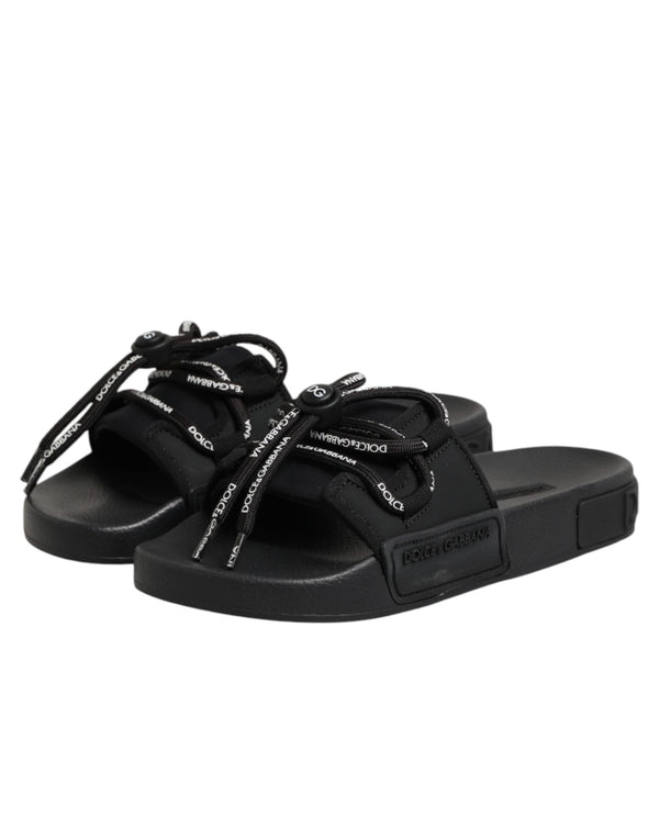 Slides mit Logo-Print, Strandschuhe in Schwarz