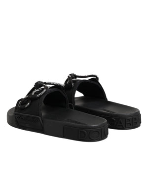 Slides mit Logo-Print, Strandschuhe in Schwarz
