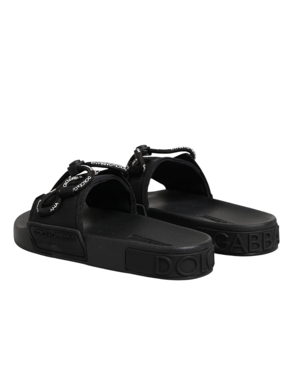Slides mit Logo-Print, Strandschuhe in Schwarz