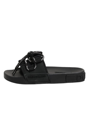 Slides mit Logo-Print, Strandschuhe in Schwarz