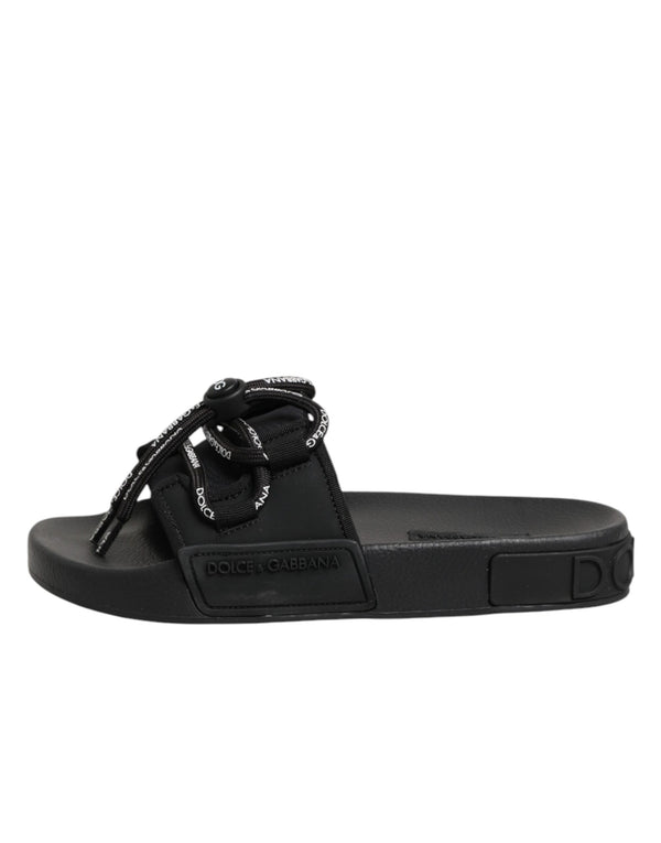 Slides mit Logo-Print, Strandschuhe in Schwarz