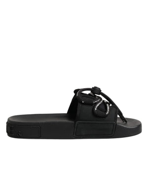 Slides mit Logo-Print, Strandschuhe in Schwarz