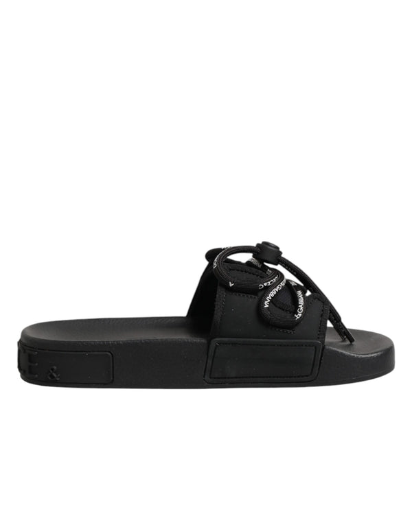 Slides mit Logo-Print, Strandschuhe in Schwarz