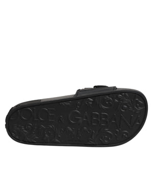 Slides mit Logo-Print, Strandschuhe in Schwarz