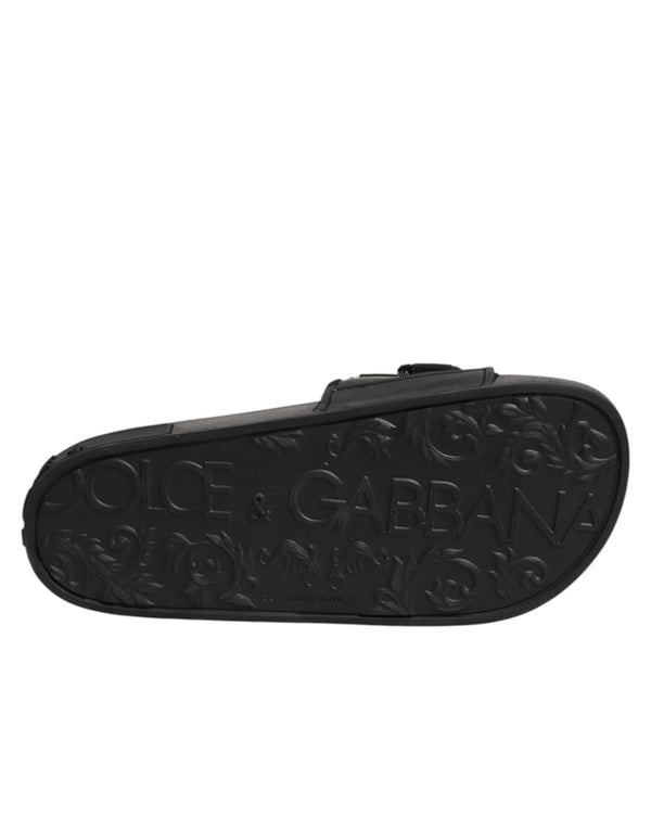 Slides mit Logo-Print, Strandschuhe in Schwarz