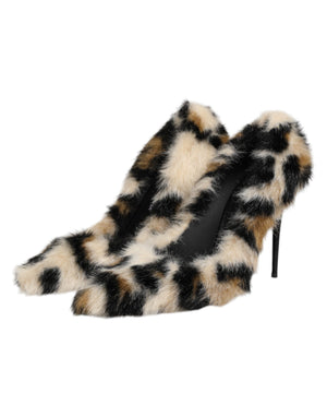 Braune Leoparden-High-Heels mit Fell