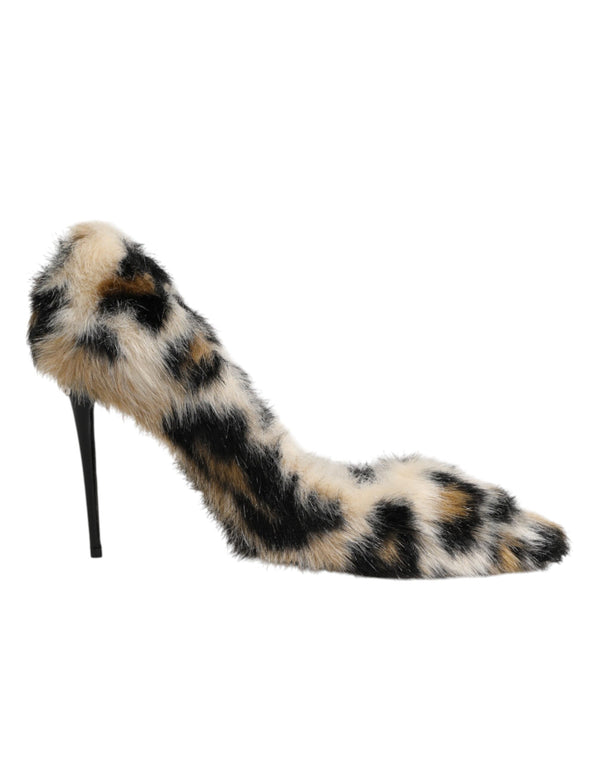 Braune Leoparden-High-Heels mit Fell