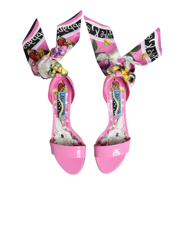 Pinke Leder-High-Heels-Sandalen