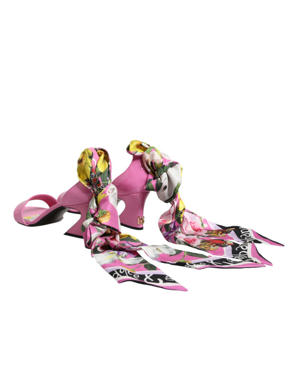 Pinke Leder-High-Heels-Sandalen