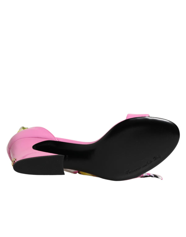 Pinke Leder-High-Heels-Sandalen