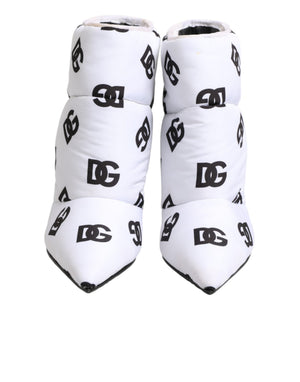 Weiße DG Logo-Stöckelschuhe mit kurzem Schaft