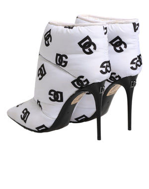 Weiße DG Logo-Stöckelschuhe mit kurzem Schaft