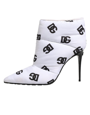 Weiße DG Logo-Stöckelschuhe mit kurzem Schaft