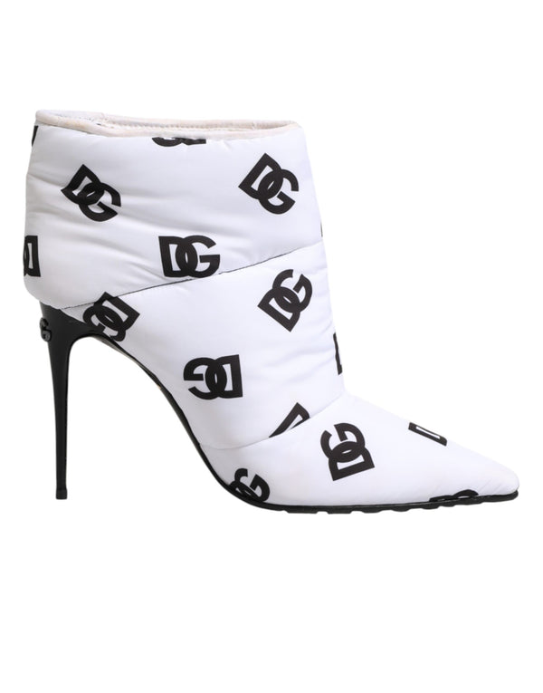 Weiße DG Logo-Stöckelschuhe mit kurzem Schaft