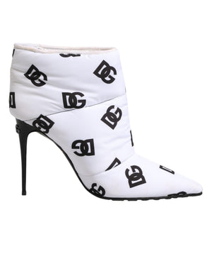Weiße DG Logo-Stöckelschuhe mit kurzem Schaft