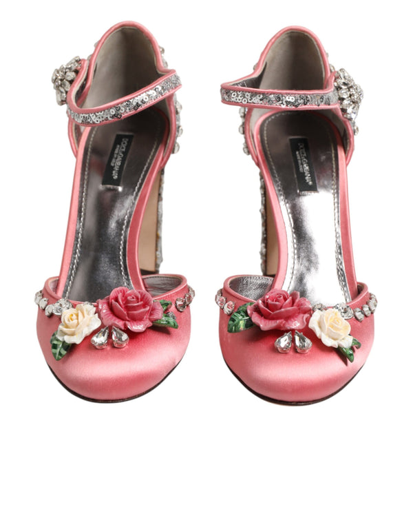 Pinke Sandalen mit Pailletten und Knöchelriemen