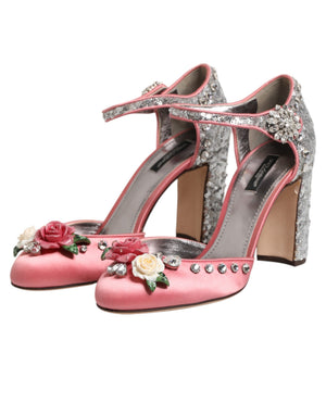 Pinke Sandalen mit Pailletten und Knöchelriemen