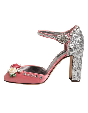 Pinke Sandalen mit Pailletten und Knöchelriemen
