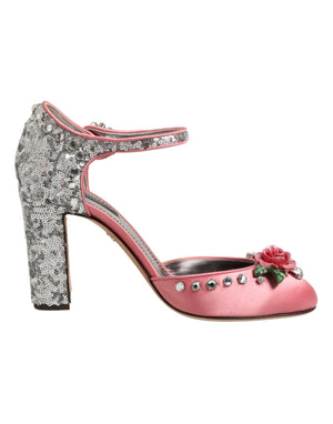 Pinke Sandalen mit Pailletten und Knöchelriemen