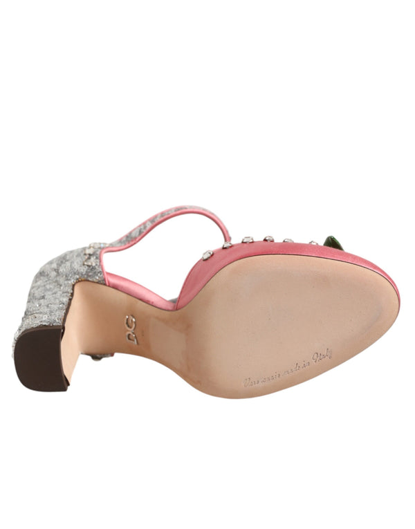 Pinke Sandalen mit Pailletten und Knöchelriemen