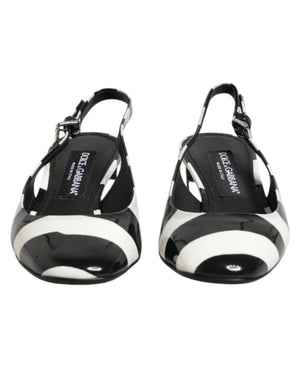Schwarze Slingback-Pumps mit weißen Streifen