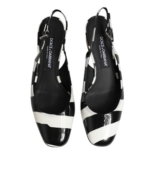 Schwarze Slingback-Pumps mit weißen Streifen
