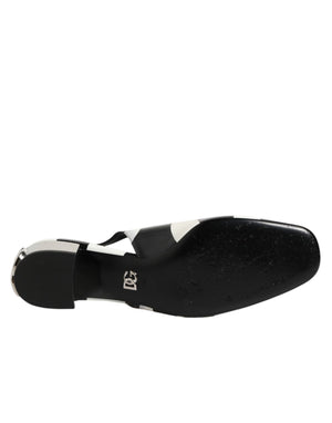 Schwarze Slingback-Pumps mit weißen Streifen