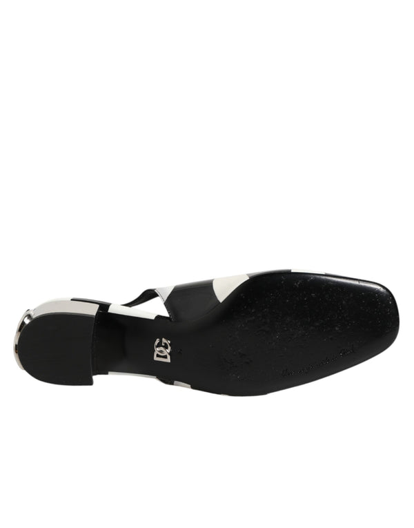 Schwarze Slingback-Pumps mit weißen Streifen