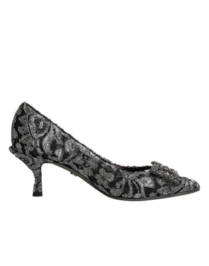 Silberne Spitzen-Pumps mit DG Amore Absatz