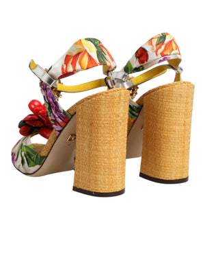 Sandalen mit floralem Kristallbesatz in Multicolor
