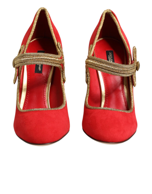 Rote MARY JANES Pumps mit Verzierungen