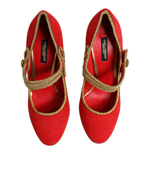 Rote MARY JANES Pumps mit Verzierungen