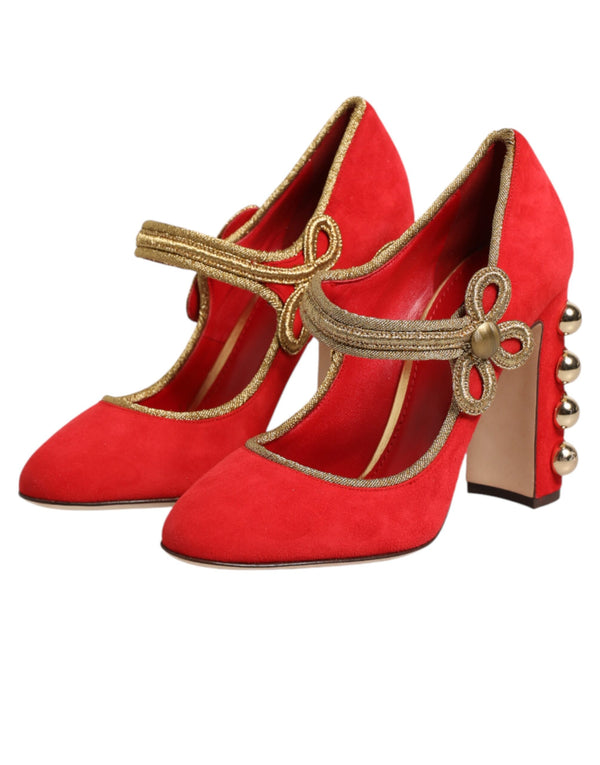 Rote MARY JANES Pumps mit Verzierungen