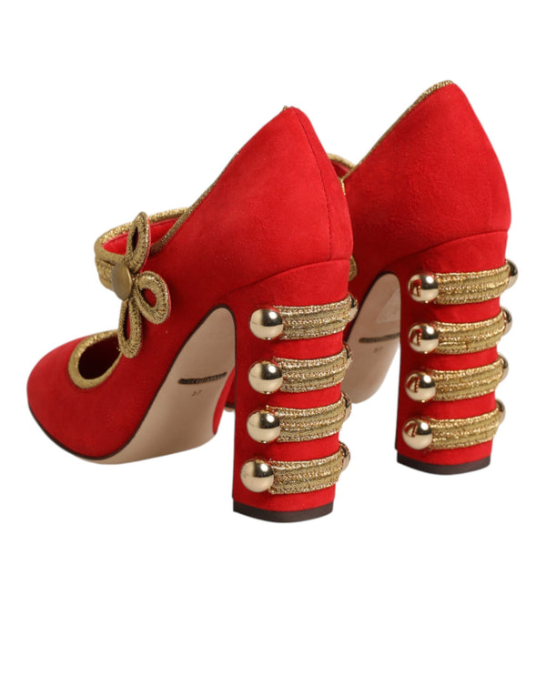 Rote MARY JANES Pumps mit Verzierungen