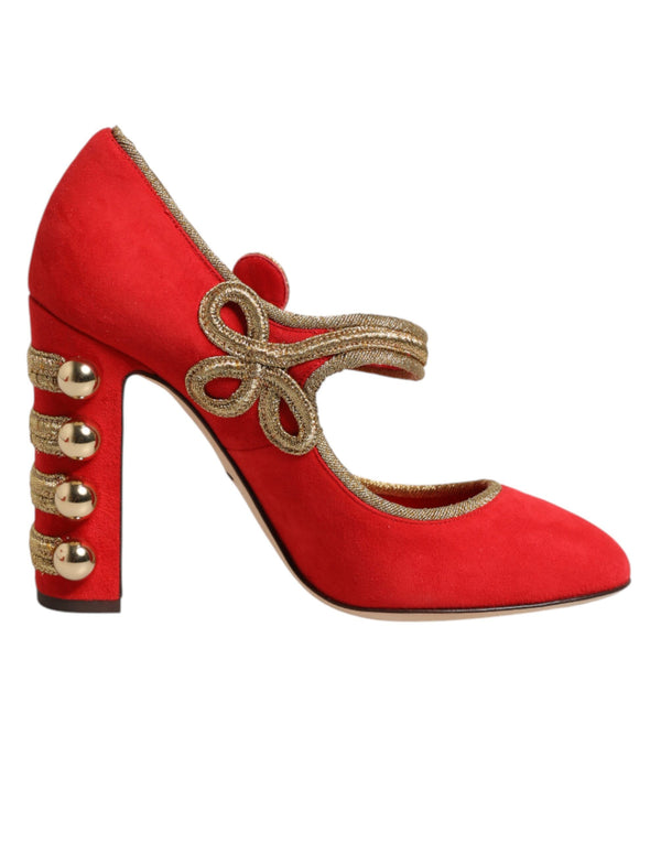 Rote MARY JANES Pumps mit Verzierungen