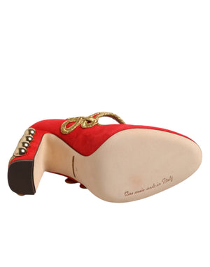 Rote MARY JANES Pumps mit Verzierungen