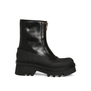 Schwarze Stiefeletten aus Kalbsleder mit Schnürung